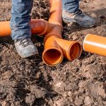 plastic waste pipes in the ground